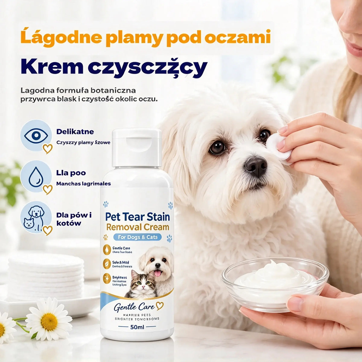 🐶Krem na zacieki po łzach dla psów i kotów