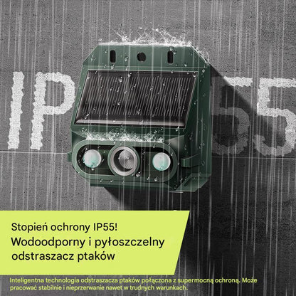 【50% OFF】🔥🐦️Odstraszacz ptaków ultradźwiękowy zasilany energią słoneczną do użytku na zewnątrz z migającym światłem podczerwonym, z czerwoną i niebieską diodą LED