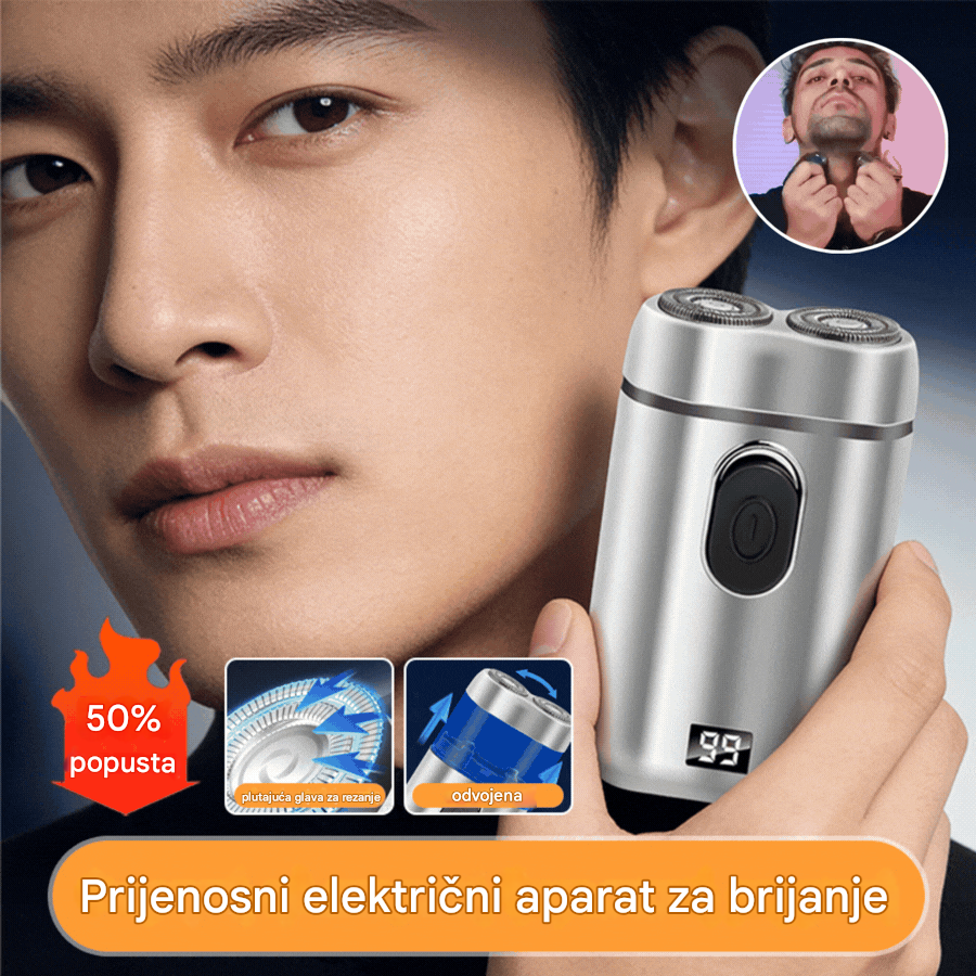 🧡【Zadnji dan, pola cijene】Mini prijenosni električni brijač s magnetskim vodootpornim dvostrukim oštricama