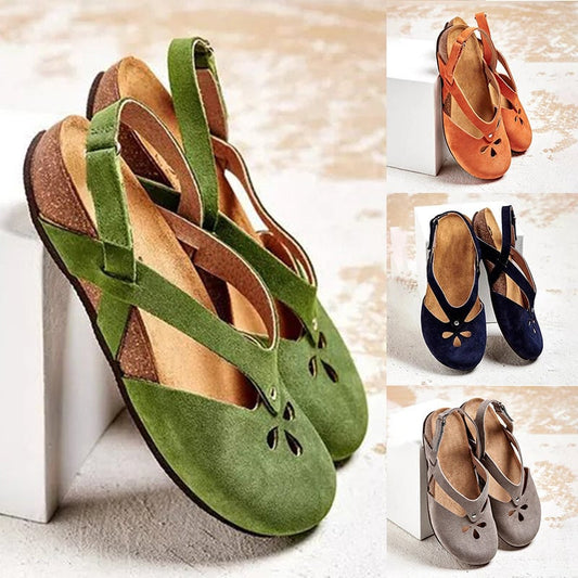 123💕【35-43】2024 sapatos casuais de couro genuíno de alta qualidade com bico redondo e salto baixo