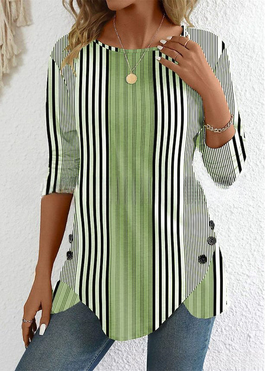 Nová jarno-letná móda 2026, ležérna potlačená pruhovaná dámska košeľa