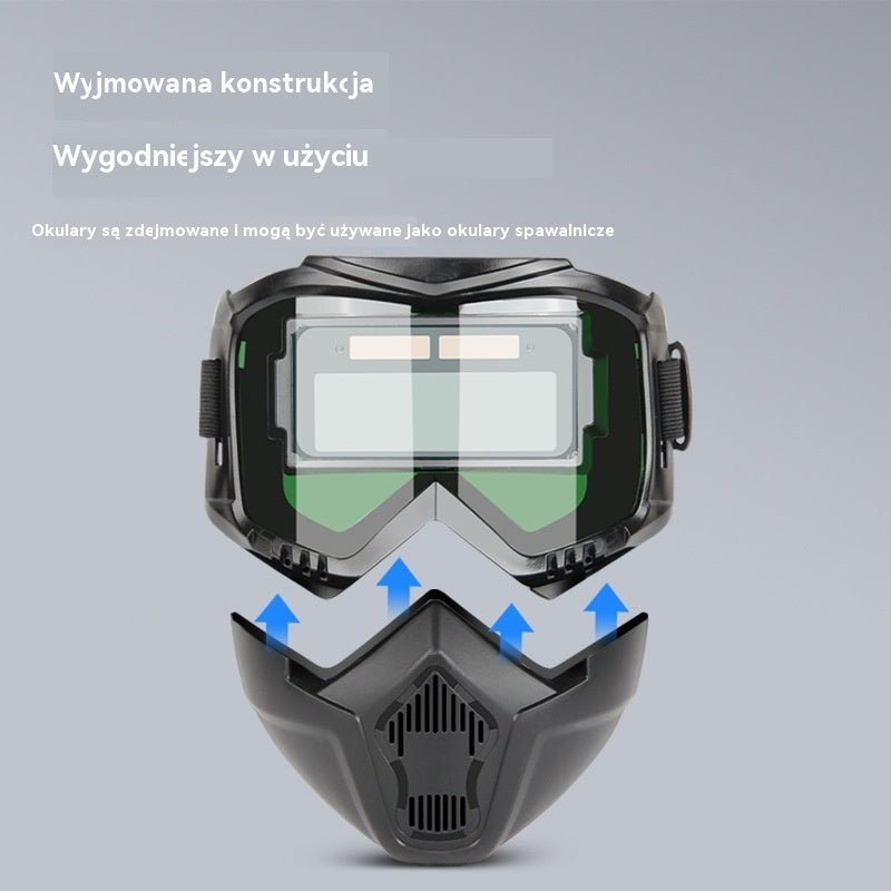 🔥【Zniżka 50%】😎W pełni automatyczny hełm spawalniczy z funkcją zmiany światła, mocowany na głowie, wygodna, przewietrzająca i odporna na parowanie.
