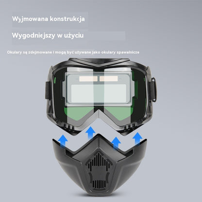 🔥【Zniżka 50%】😎W pełni automatyczny hełm spawalniczy z funkcją zmiany światła, mocowany na głowie, wygodna, przewietrzająca i odporna na parowanie.