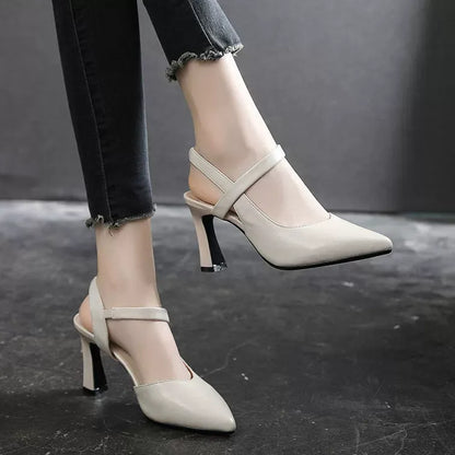 🔥【+7 cm podwyższenia】👠 Skórzane szpilki na wysokim obcasie, o ostrym czubku, eleganckie