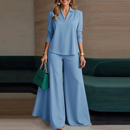 🔥【Rabat 50%】💖 【S–5XL】Modny damski zestaw dwuczęściowy ✅ Top + spodnie z szerokimi nogawkami