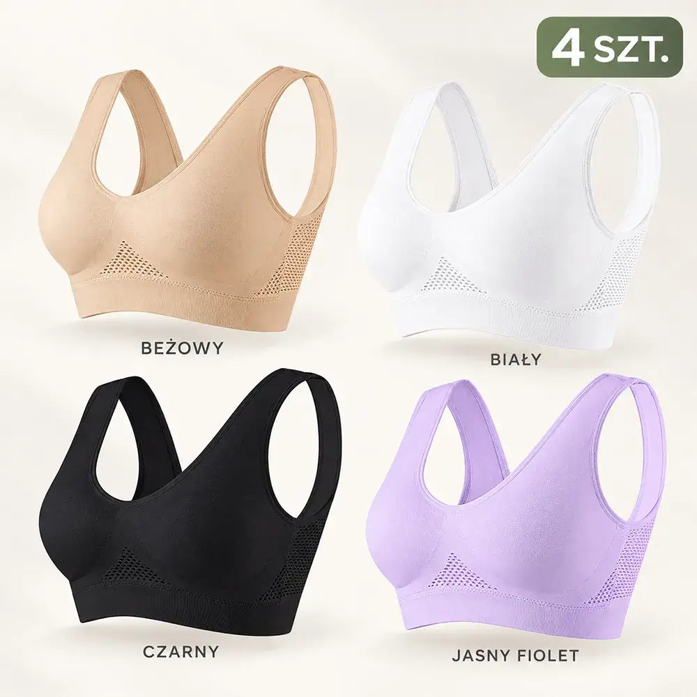 🥰【Zestaw 4-częściowy】Oddychający i stylowy biustonosz sportowy ❤️【40–120 kg】
