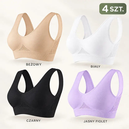 🥰【Zestaw 4-częściowy】Oddychający i stylowy biustonosz sportowy ❤️【40–120 kg】