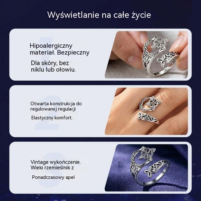 Srebrny pierścień z węzłem celtyckim S925, kup jeden, otrzymaj drugi za darmo