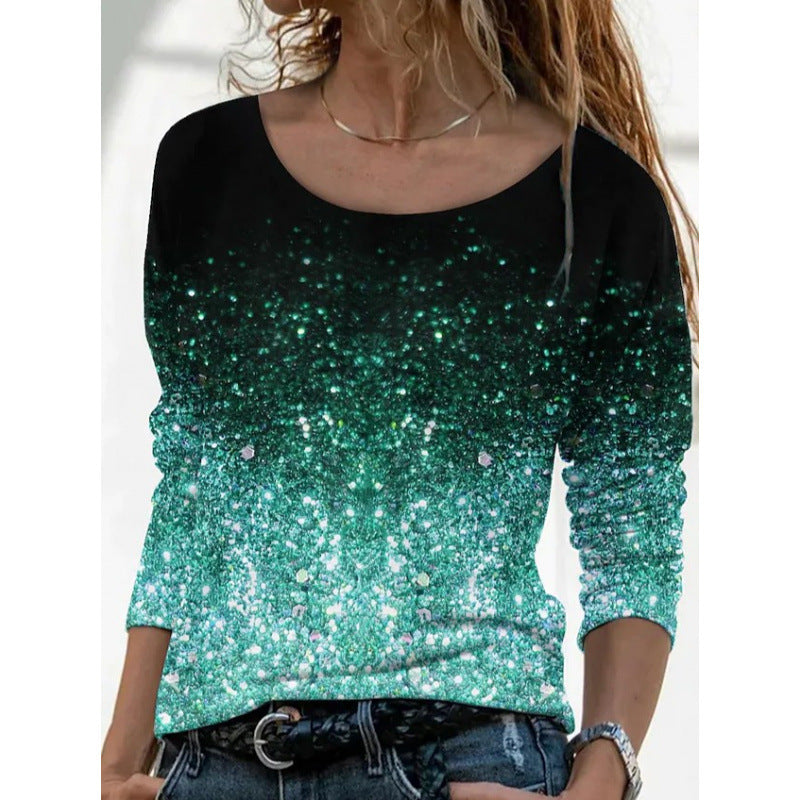 🌺【S-5XL】Top de manga larga y cuello redondo con estampado floral