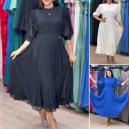 👗🍀【S-5XL】Nou 2025 primăvară-vară: Rochie plisată din șifon cu design elegant — moale și confortabilă de purtat