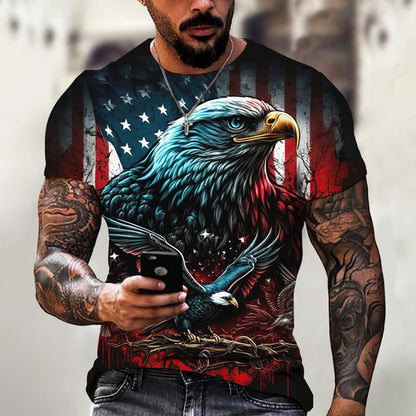 [Oferta por tiempo limitado] [S-5XL] Nueva camiseta de manga corta con estampado retro 3D para hombre, tallas grandes
