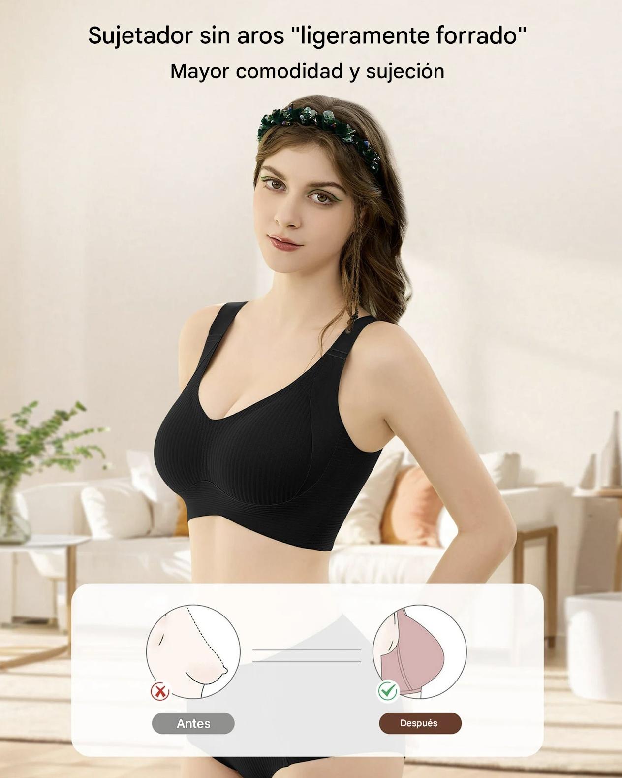 😍【Paquete de 4】Sujetador de una pieza sin aros para mujer, sin costuras y cómodo para sujetar el busto❤️【40-95 kg】