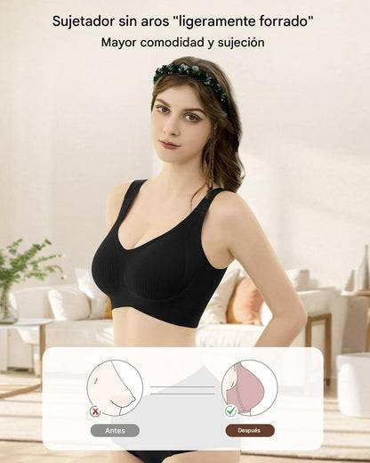 😍【Paquete de 4】Sujetador de una pieza sin aros para mujer, sin costuras y cómodo para sujetar el busto❤️【40-95 kg】