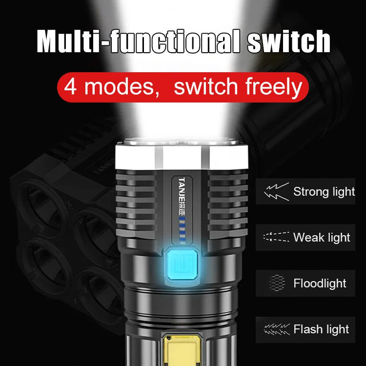 【Κορυφαίες πωλήσεις】 Επαναφορτιζόμενος φακός USB Four Eyes Glare--3634677