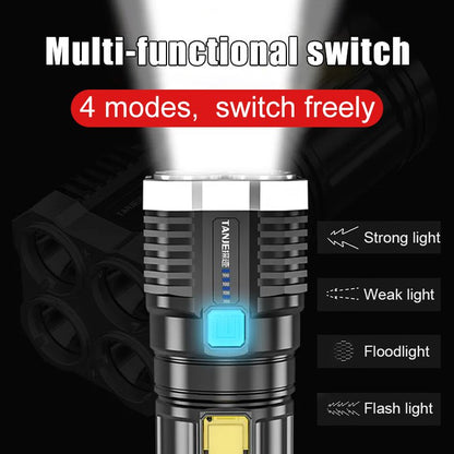 【Κορυφαίες πωλήσεις】 Επαναφορτιζόμενος φακός USB Four Eyes Glare--3634677