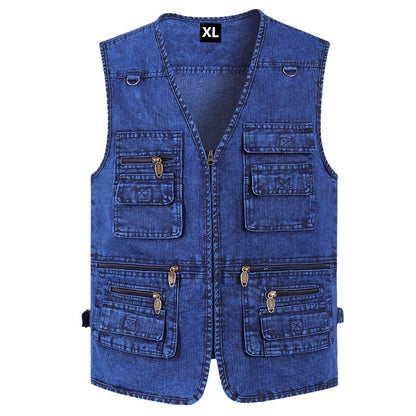 【Nowa kolekcja -50%】Męska dżinsowa kamizelka z wieloma kieszeniami 【XL–7XL】 – Wytrzymała, przewiewna i wygodna