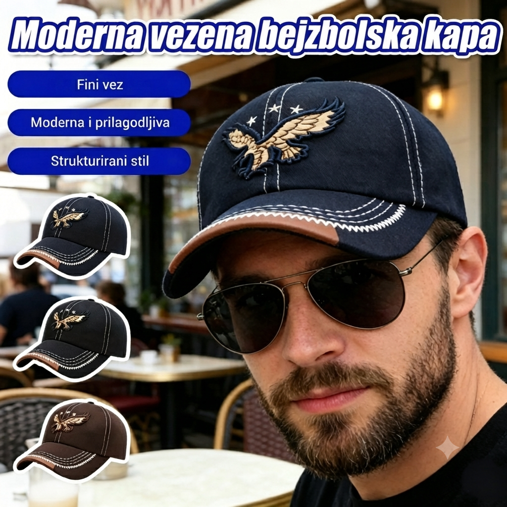 🔥【Kupite jedan, dobijte jedan gratis】Dvije bejzbol kape za samo 27 eura💙 Unisex bejzbol kape s vezom orla