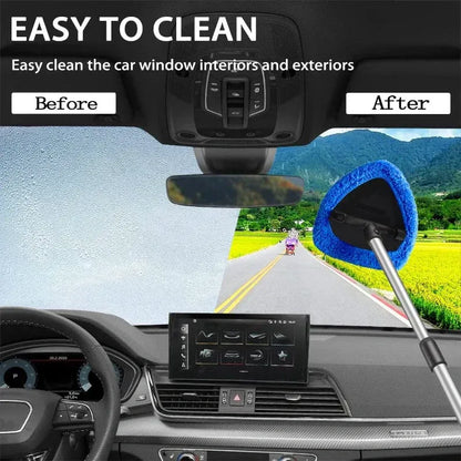 🎁【1 pieza de plástico triangular + 4 fundas de tela】Kit de limpieza de parabrisas de coche - extensible y giratorio 180°