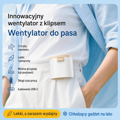 🔥【Kup 1, odbierz 1 gratis】🌀 Mini wentylator o dużej mocy, cichy, długi czas pracy, przypinany do paska, przewiewny, lekki do noszenia