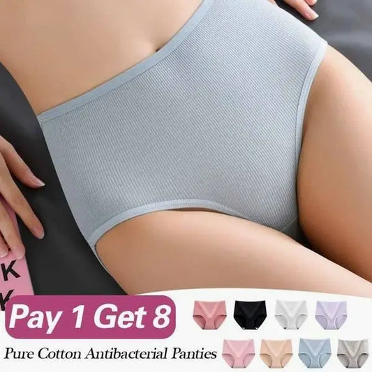 🔥【Rabat 50%】💖【1 zestaw 8 sztuk】  Damskie higroskopiczne, antybakteryjne bieliznę z wysokim stanem（40-100kg）