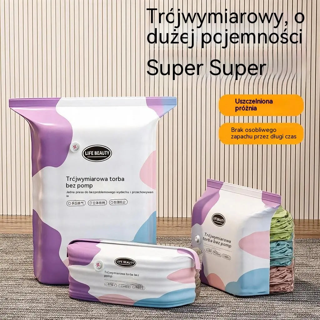 🧳 5 sztuk za jedyne 129 zł 💨 Duże, elastyczne worki próżniowe do przechowywania: Nie wymagają pompki, są szczelne, idealne do oszczędzania miejsca w walizce i w domu ✈️