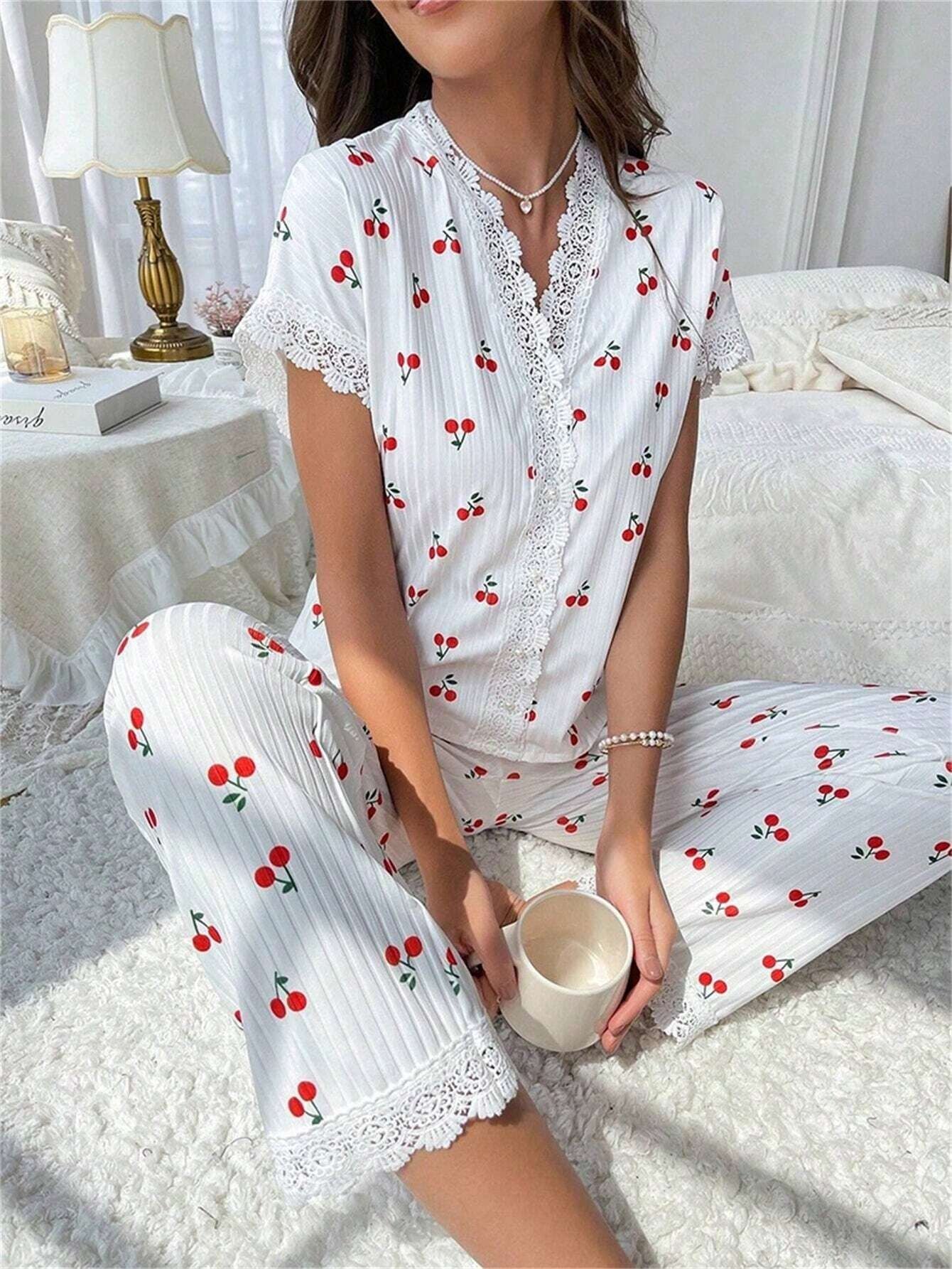 🔥 ¡1+1 GRATIS! Pijama de mujer popular con estampado y bordado, fácil de lavar