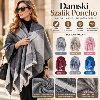 【S-4XL/6 kolorów】Pelerynka/odzież wierzchnia z kaszmiru z ćwiekami, ciepły szalik