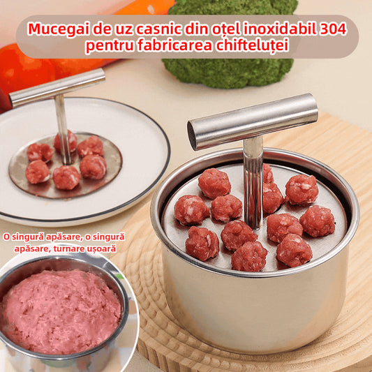 🔥【Vânzare excelentă】Matriță/Ustensile de bucătărie din oțel inoxidabil 304 pentru fabricarea chiftelelor - Excelentă pentru chiftele din carne și pește🍖🐟