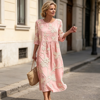 🔥Hit Sprzedaży 【Rabat 50%】✨ 【S–5XL】 Sukienka damska z okrągłym dekoltem i nadrukiem. Przewiewna, wygodna i modelująca sylwetkę.