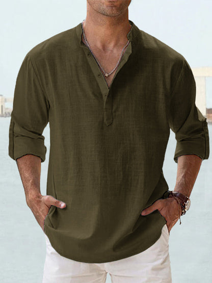 🤩✨【S-5XL】Camisa de manga larga para hombre, material de algodón y lino.