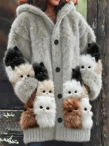 😍【S-5XL】Nova slatka plišana jakna s kapuljačom s printom kućnih ljubimaca za jesen/zimu 2025.