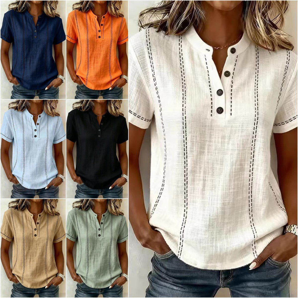⏳ Oferta czasowa ograniczona! ⏰【S-3XL】Nowa damska koszula casual krótkie ręce z bawełny i lnu