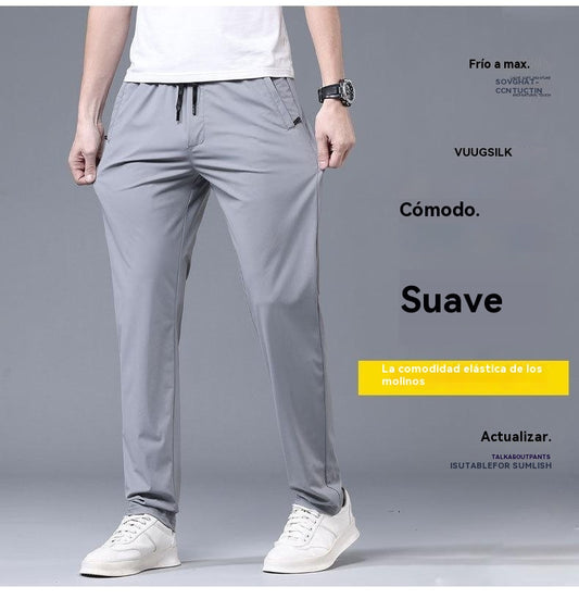 【40-115kg】🔥Nuevos pantalones elásticos de seda helada para primavera y verano 2025.