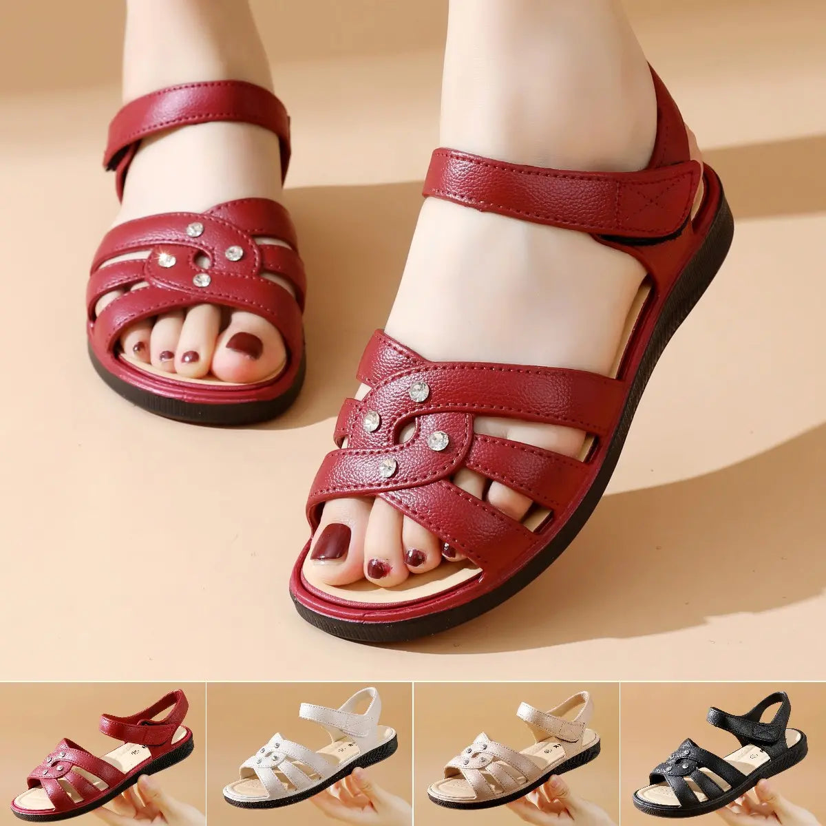 【36-40】Nuevas sandalias planas transpirables con suela blanda para mujer