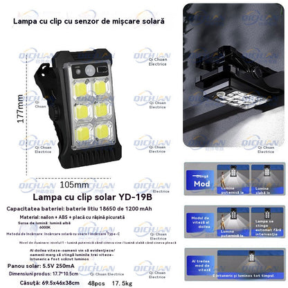 【💥50% OFF💥】Lumină solară cu senzor pentru corpul uman, cu clemă, impermeabilă