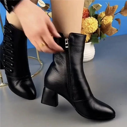 🔥👢【35-42】Botine de damă din piele caldă cu nasturi laterali