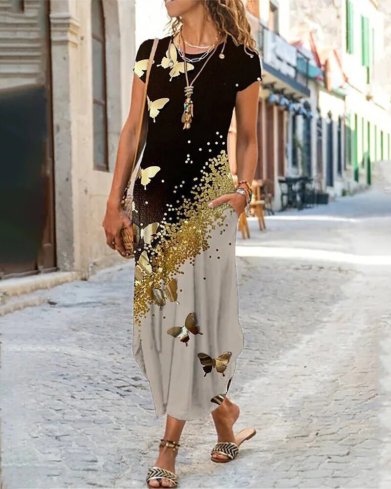 [S-3XL] 2024 new printed long dress--3660491