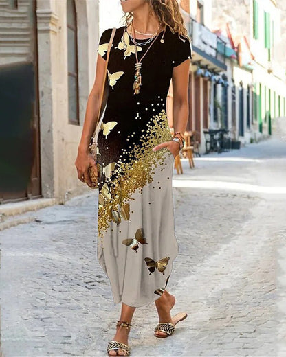 [S-3XL] 2024 new printed long dress--3660491