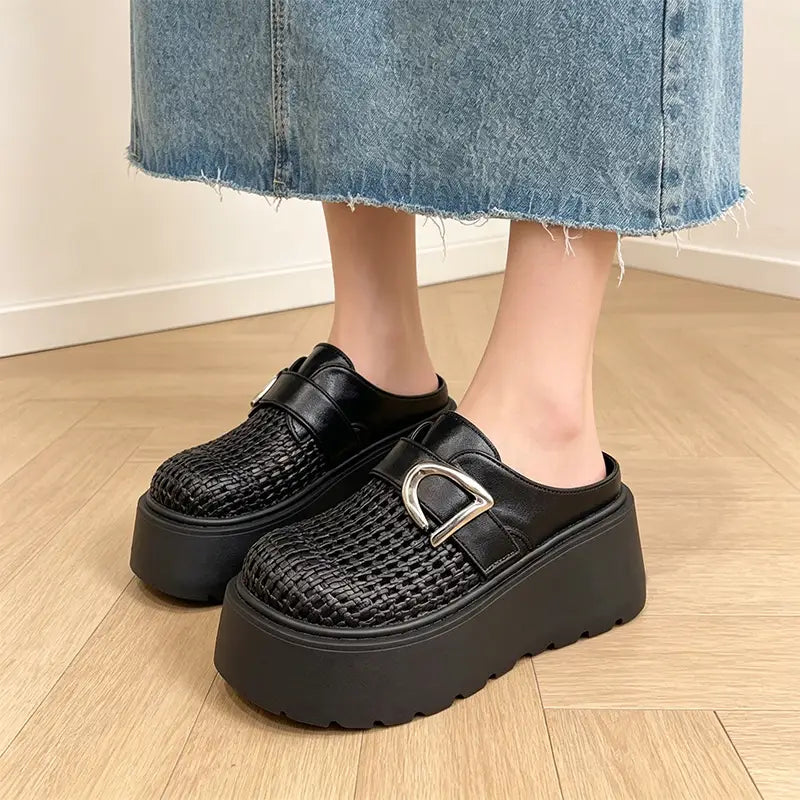 🔥Hit Sprzedaży 【Rabat 50%】✨【35-40】Letnie buty na wysokiej platformie. Przewiewny wzór tkany, styl retro i nowoczesny