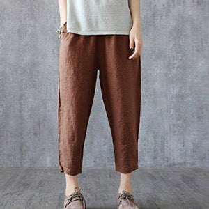 👖【M-4XL】Nova proljetna rastezljiva struka harem hlače od pamuka i lana, pune boje