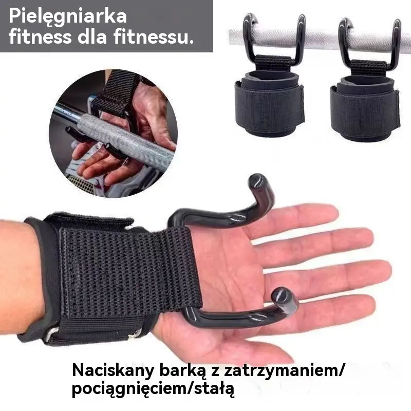 💪Zestaw 2 haków treningowych, 🔥poszerzona podpora 125 mm, antypoślizgowe paski, nośność 250 kg do podciągania i martwego ciągu