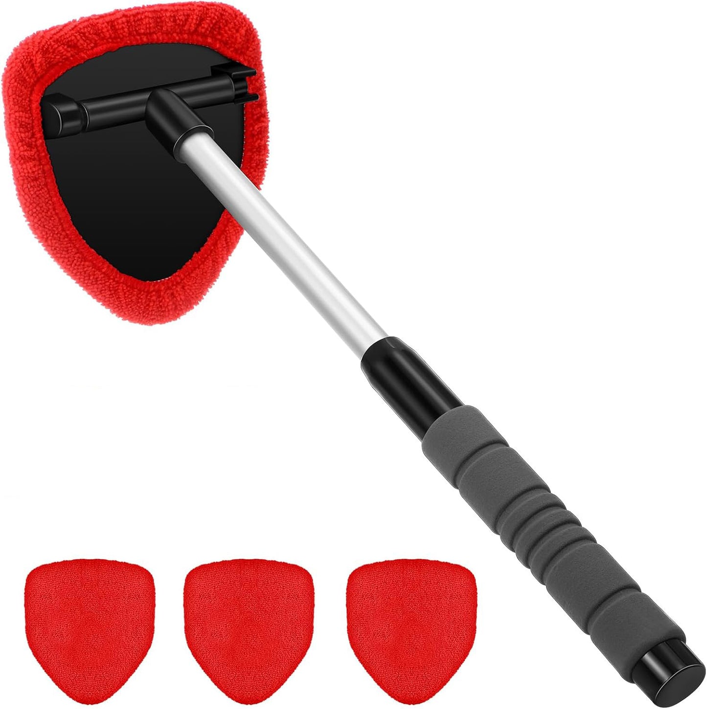 🎁【1 pieza de plástico triangular + 4 fundas de tela】Kit de limpieza de parabrisas de coche - extensible y giratorio 180°