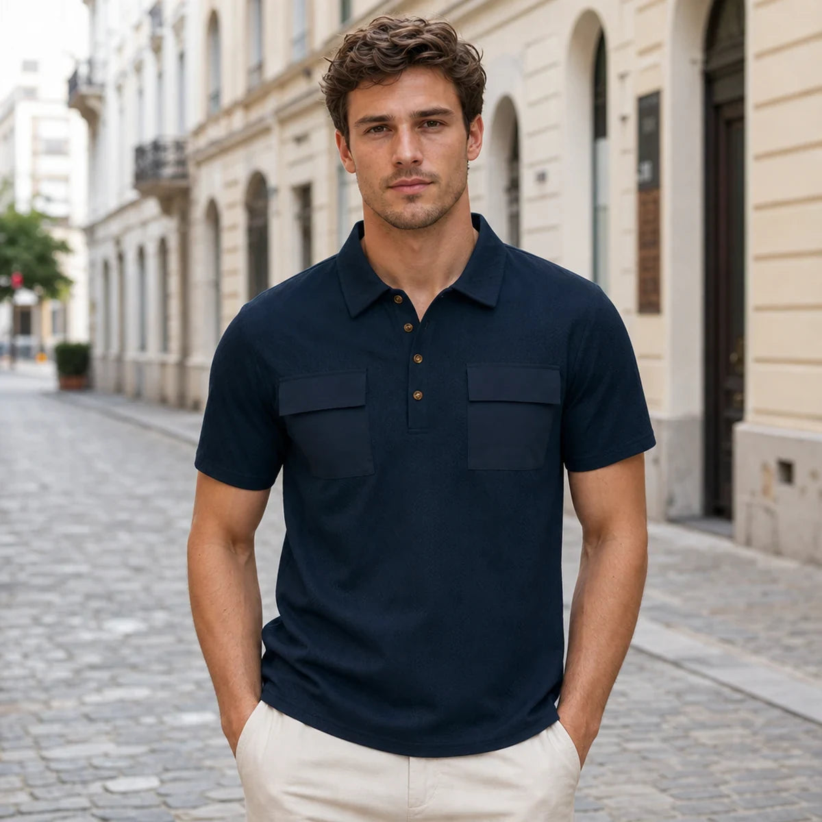 【S-3XL】Męska koszula krótkie rękawy 2026, bawełniana, rozciągliwa z dwoma kieszeniami z przodu