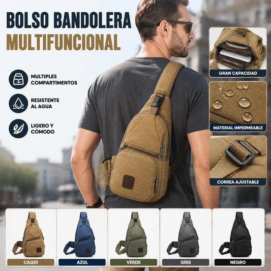 Bolso Bandolera Hombre Impermeable, Mochila Pecho Multifuncional con Múltiples Compartimentos para Viaje y Uso Diario