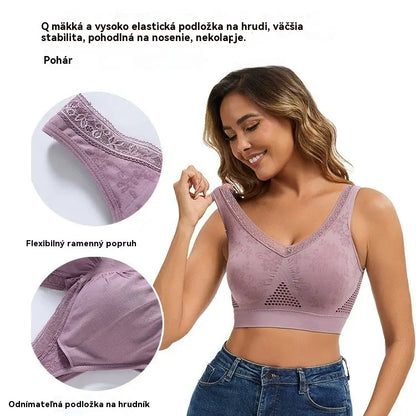 😍❤️Plus Size 40-120 kg【3 ks】✨Dámska čipkovaná podprsenka s vysokou oporou a kosticami