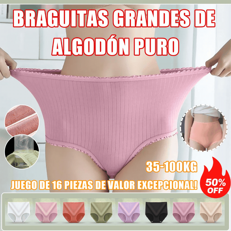 😍【Compra 4 y llévate 4 gratis】 (8 unidades)💖Último día con 50 % de descuento: bragas antibacterianas impermeables de cintura alta（35-100kg)