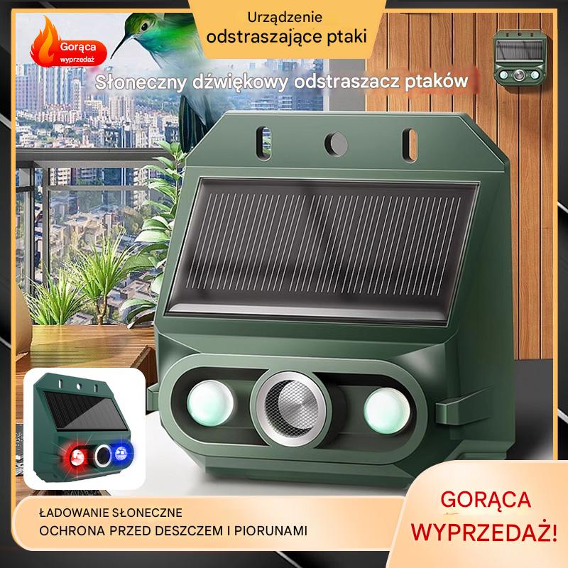 【50% OFF】🔥🐦️Odstraszacz ptaków ultradźwiękowy zasilany energią słoneczną do użytku na zewnątrz z migającym światłem podczerwonym, z czerwoną i niebieską diodą LED