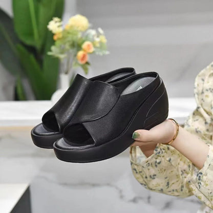 【50% OFF】【35-40】2024 Sandale cu toc înclinat de 5,5 cm