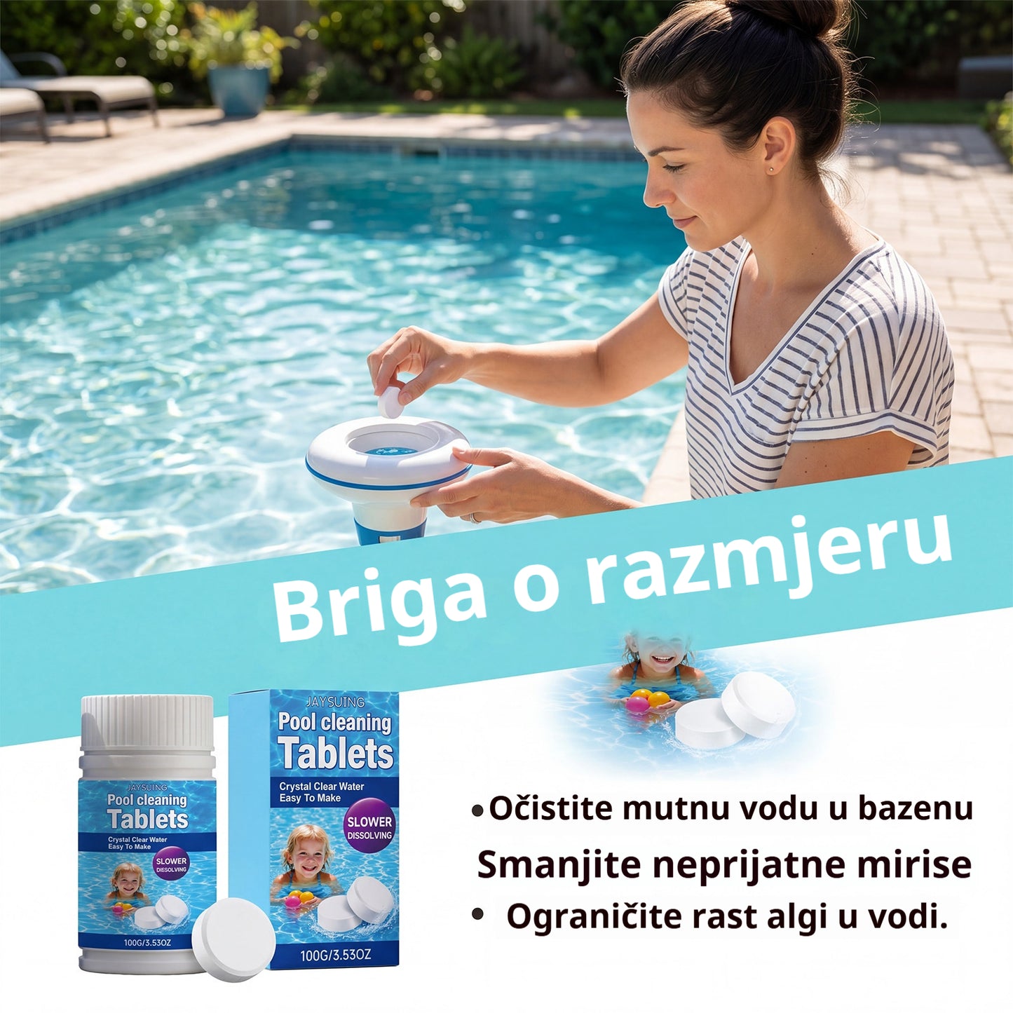🔥Kupite 1 i dobijte 1 gratis (2 bočice) šumećih tableta za čišćenje bazena