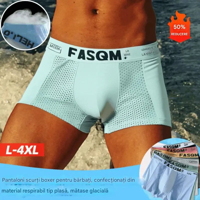💥👍【Kup 6, otrzymaj 6 gratis】【L-4XL】Męskie bokserki z przewiewnej lodowej jedwabnej siatki